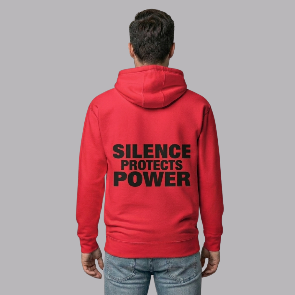 The UnSealed™ "Silence Protects Power" Unisex Premium Pullover Hoodie – Classic Streetwear Hoodie with Bold Message