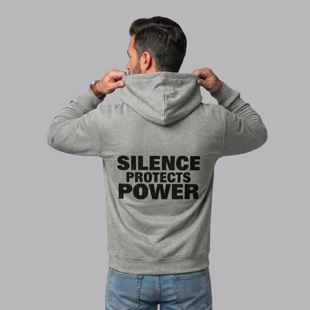 The UnSealed™ "Silence Protects Power" Unisex Premium Pullover Hoodie – Classic Streetwear Hoodie with Bold Message